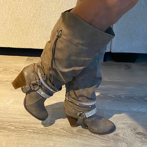 Not Rated Shoes - Sparkle accented knee high boots